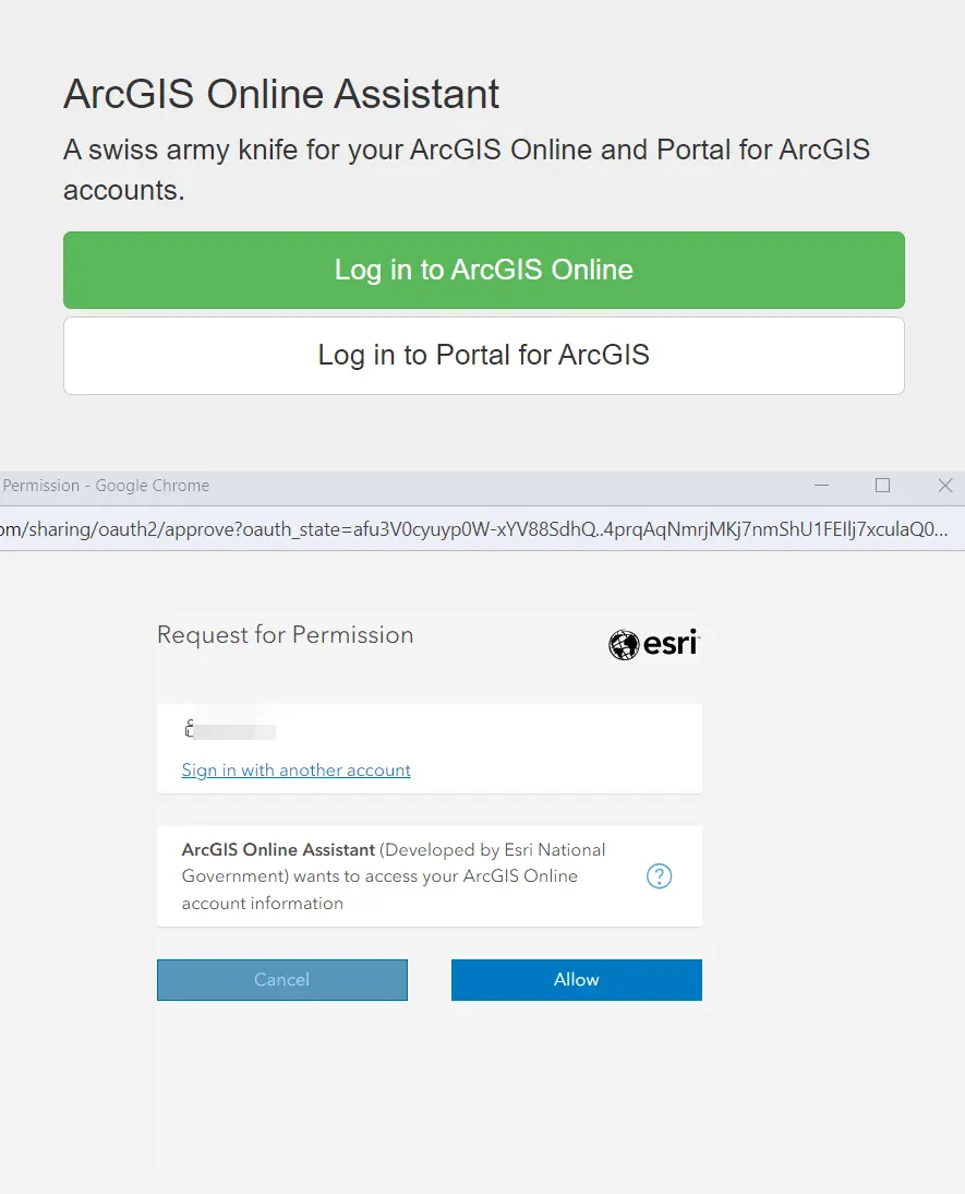 ArcGIS Online Assistant login