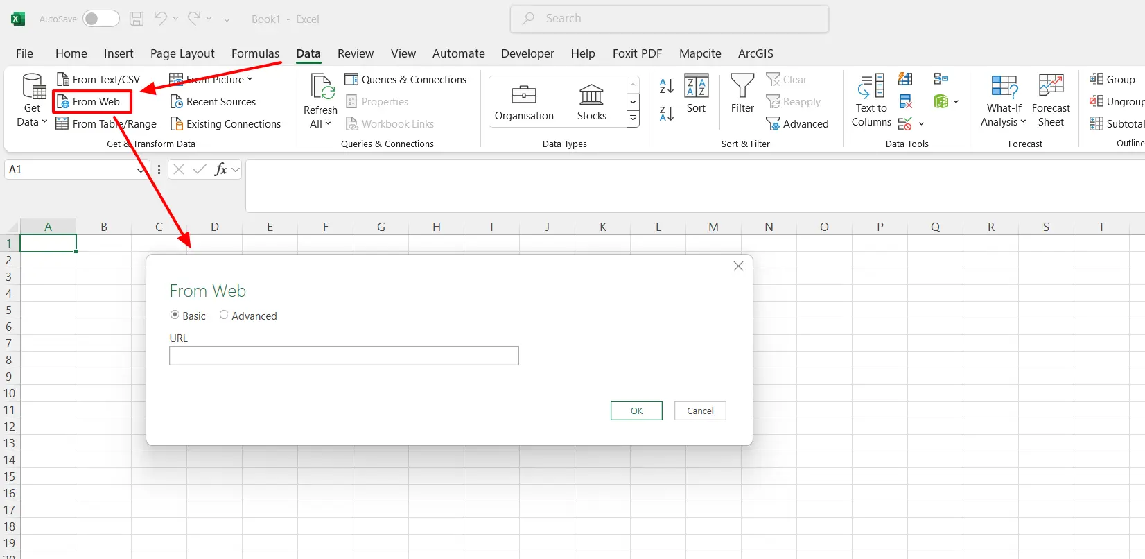 Excel Get data from Web