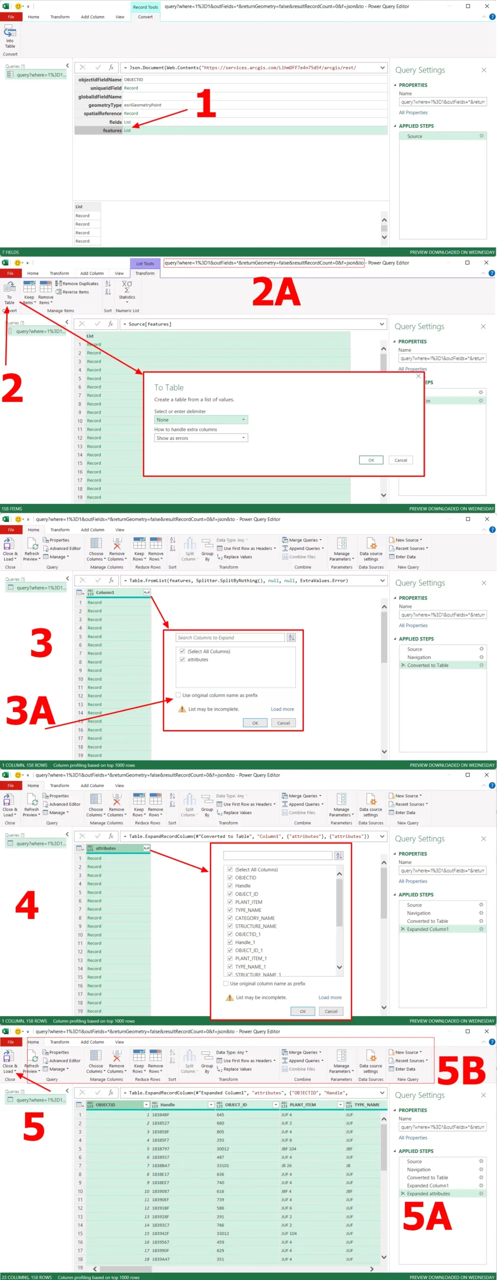 Extracting ArcGIS Online attribute table content in Excel PowerQuery.