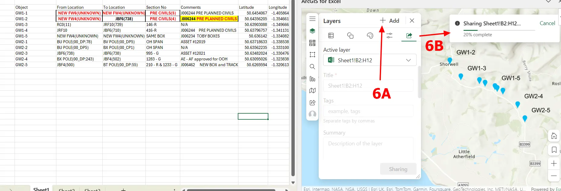 ArcGIS in Excel - sharing data2