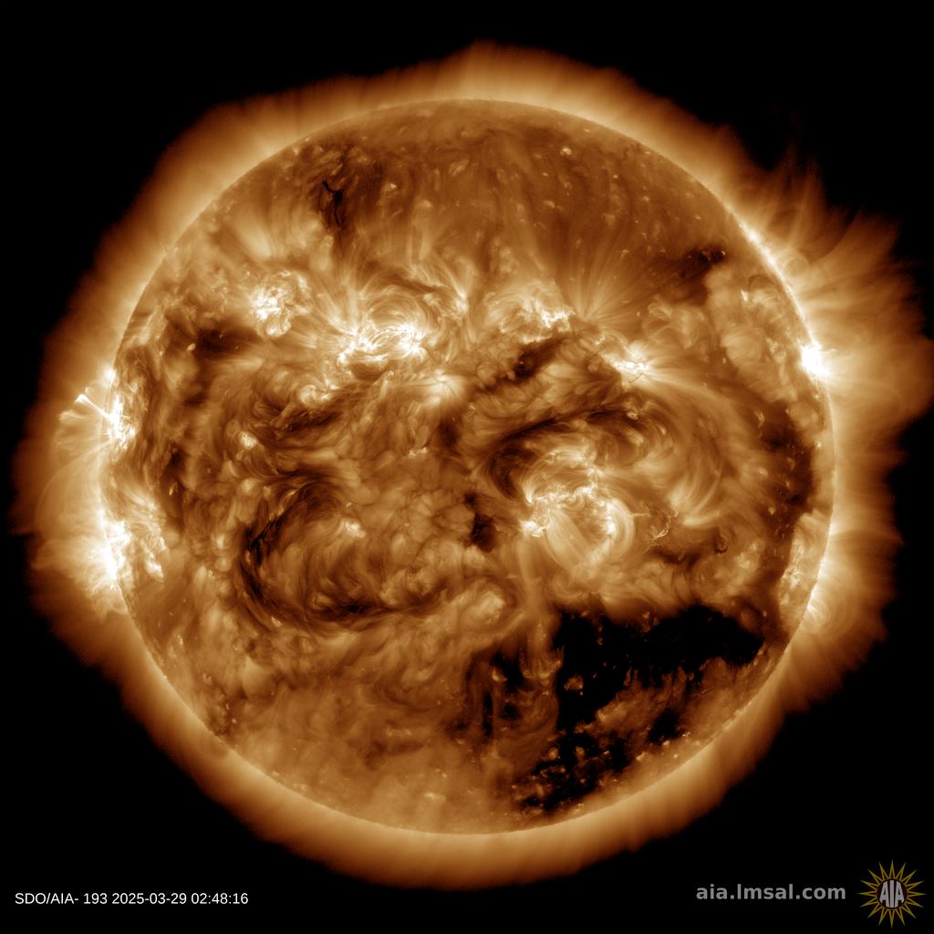 Solar corona hole March 29, 2025 Spaceweather.com
