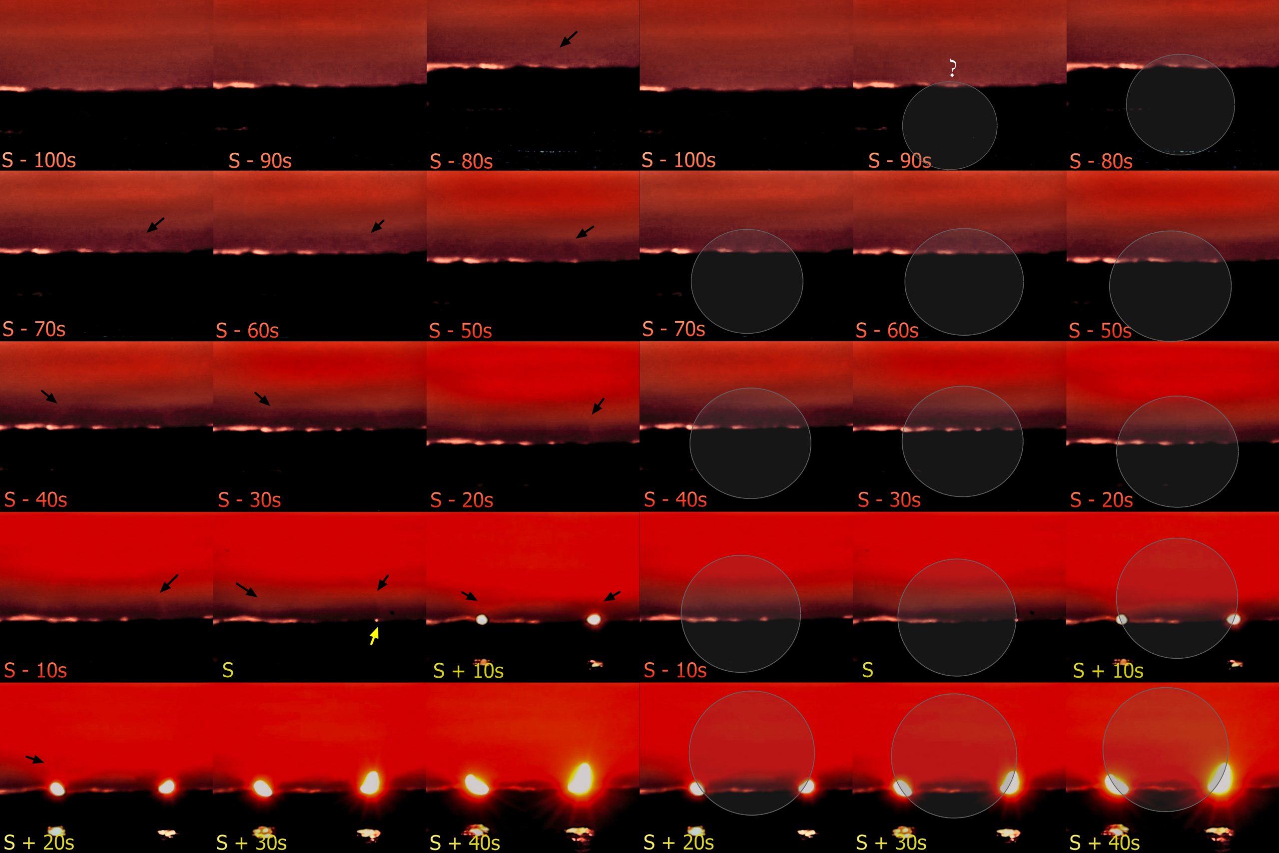 Partial solar eclipse black sunrise with moon disk projection