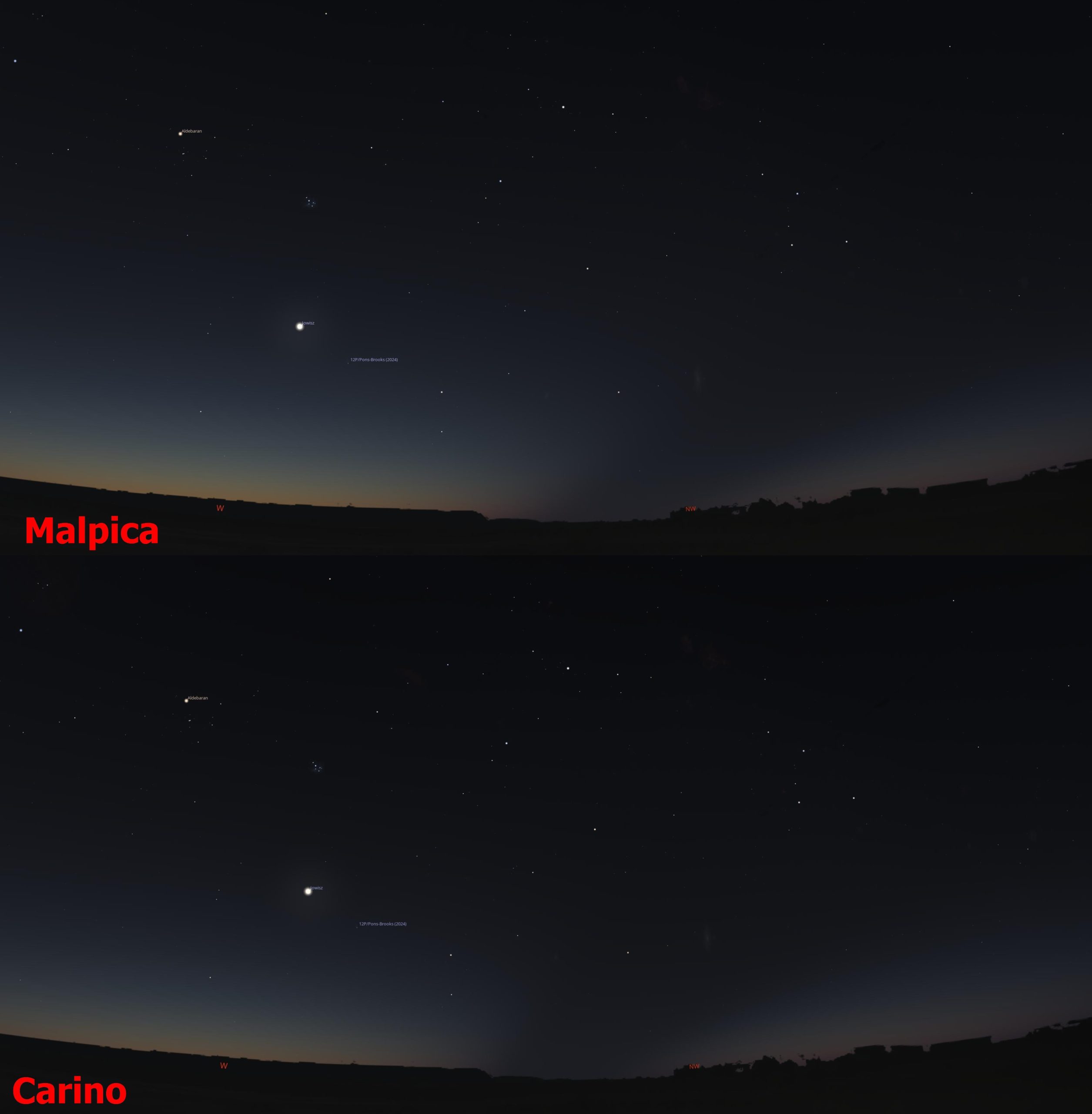 Solar eclipse 2024 impact on twilight umbra position Stellarium ShowMySky