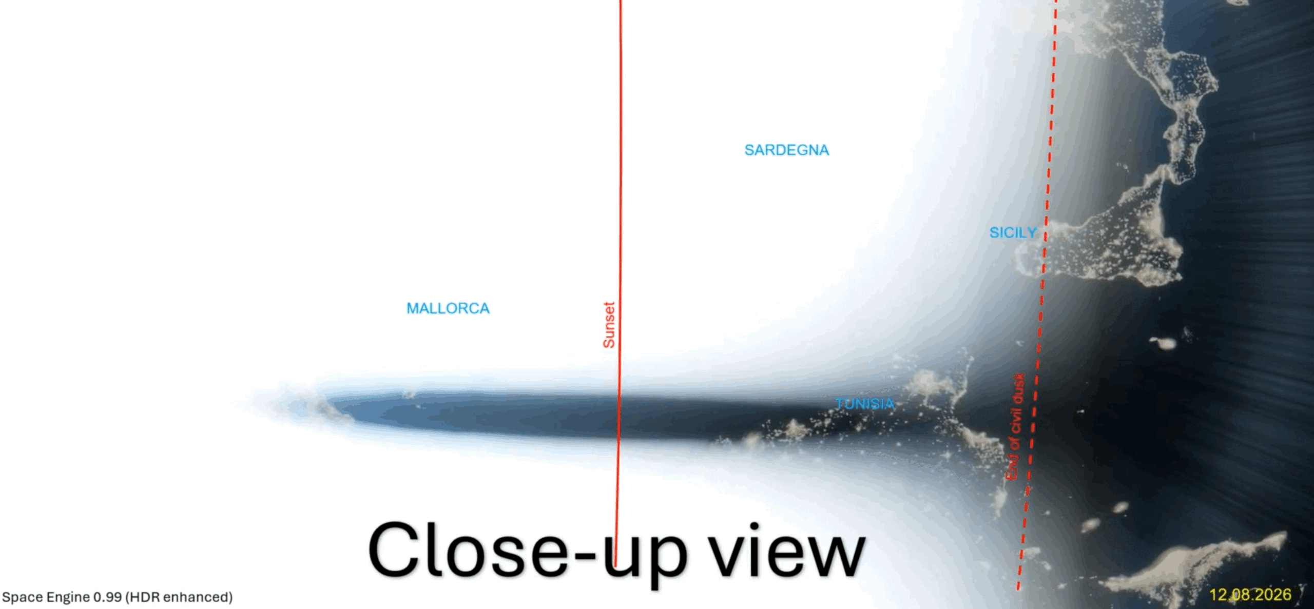 Total solar eclipse 2026 - umbra disappearance2